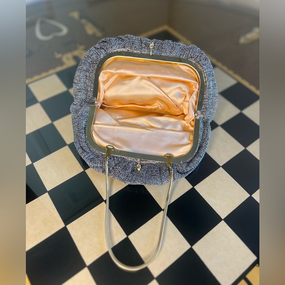 Vintage Silver Shimmer Purse w/ Gold Hardware - Picture 3 of 4